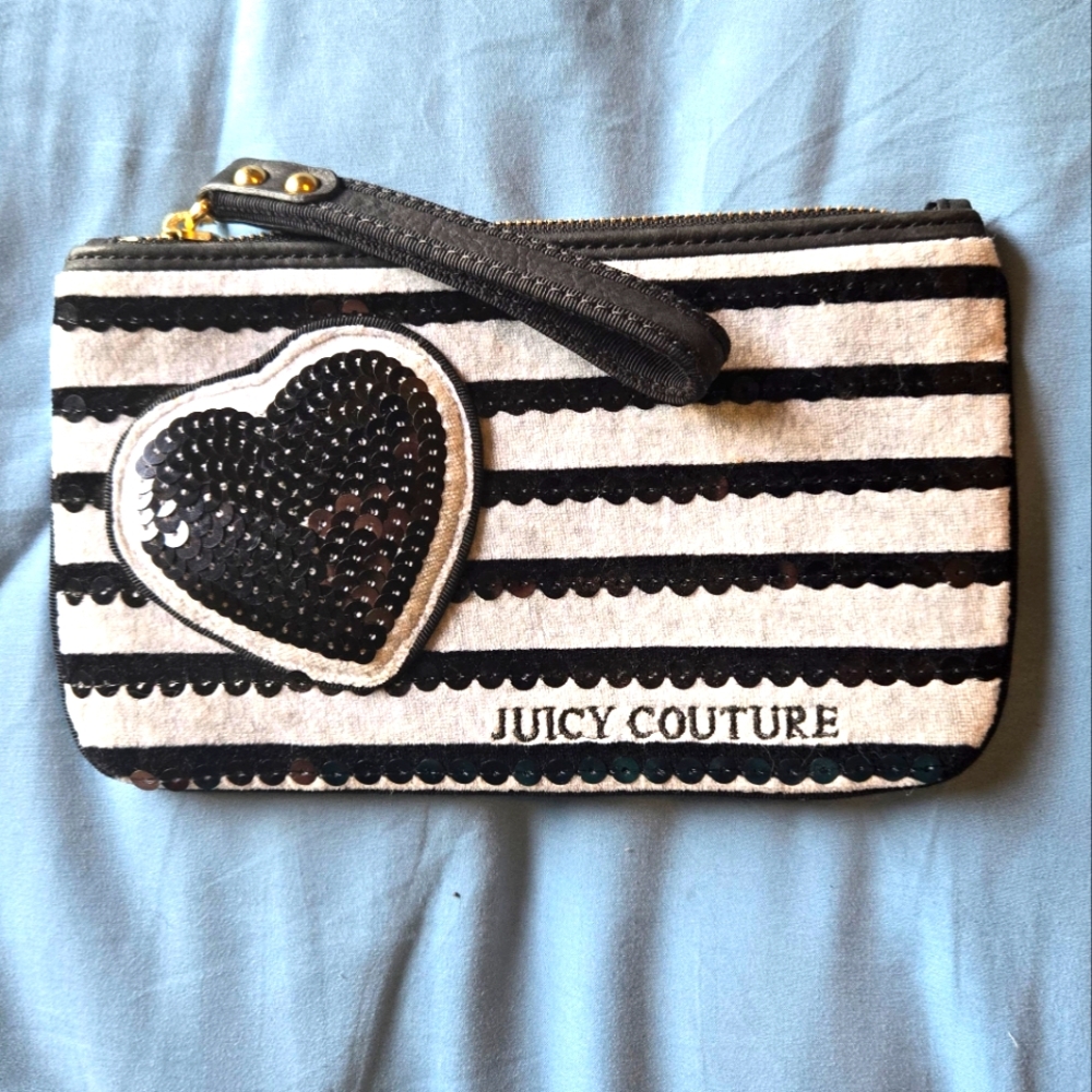 Juicy Couture Wristlet Vintage Grey And Black Sequins